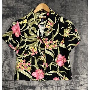 Havana Jack's Cafe Women's PM Floral Tropical Button Shirt Rayon Cruise Travel